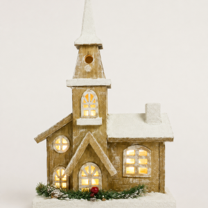Wooden Church House w/ 10 LED Lights