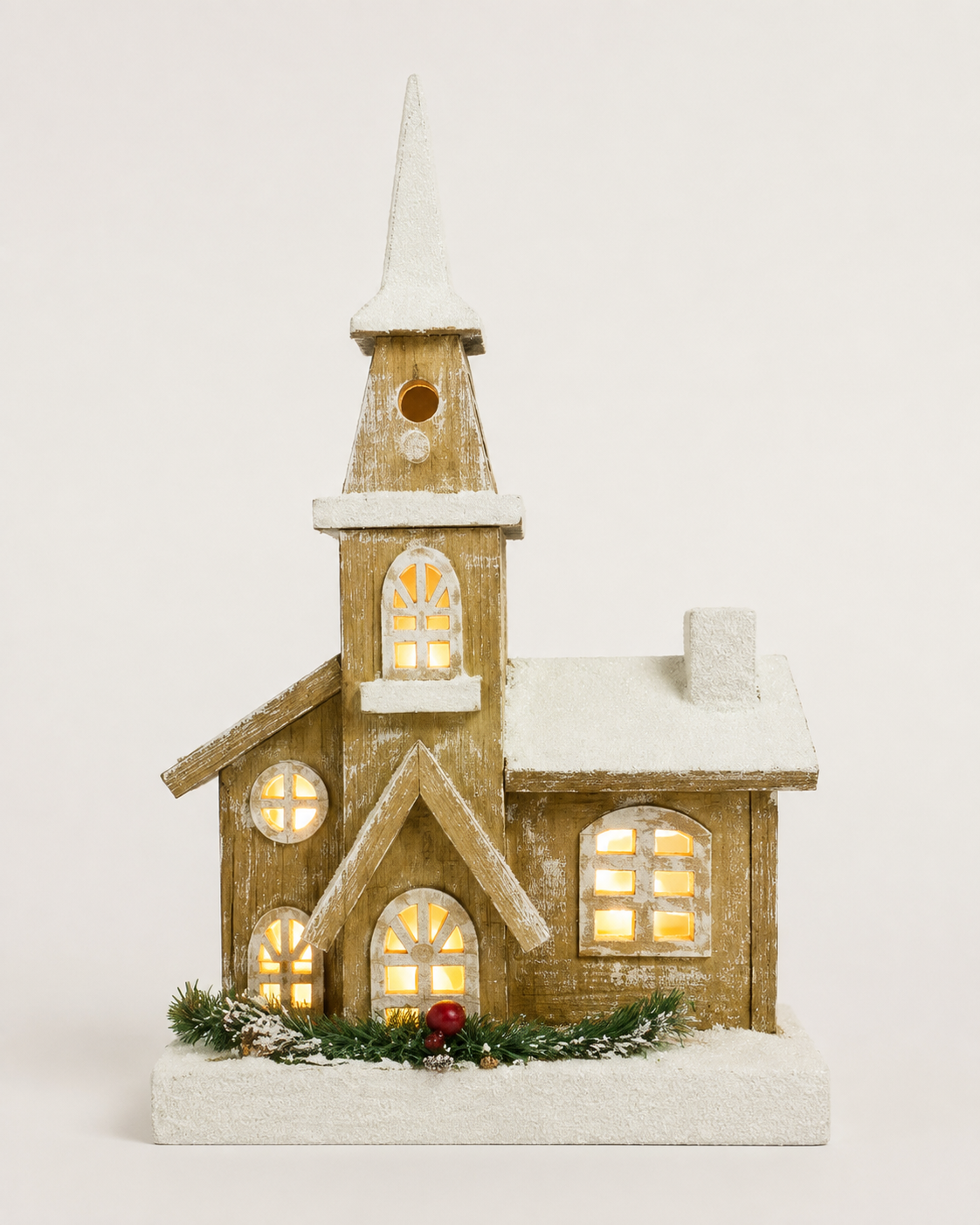 Wooden Church House w/ 10 LED Lights