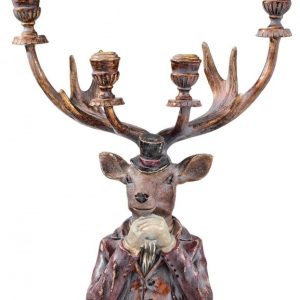16.5" RESIN GENTLEMEN DEER CANDLE HOLDER