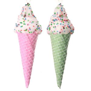 7" PLASTIC ICEREAM CONE ORNAMENT 2AST