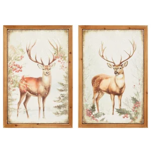 24" Yule Stag Metal Wall Decor