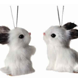 3" FUR RABBIT ORNAMENT AST2"