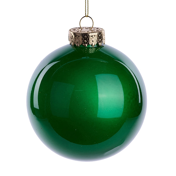 150MM Dia Lacquer/Glass Look Emerald Green Ornament