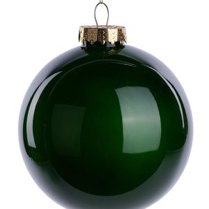 150MM Dia Lacquer/Glass Look Hunter Green Ornament