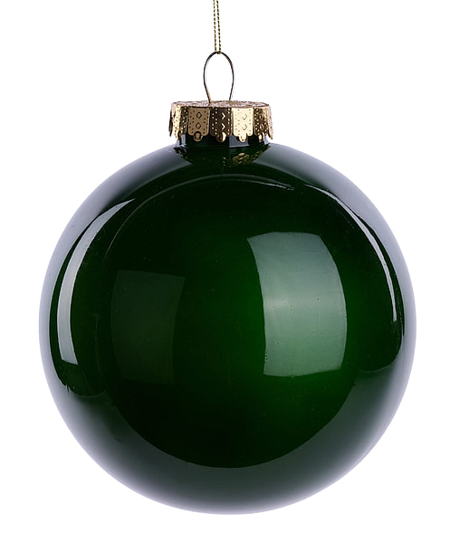 150MM Dia Lacquer/Glass Look Hunter Green Ornament