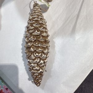 8” Gls glitter pine cone orn