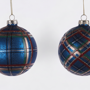 2 ASST 100MM GLASS BALL ORNAMENTS