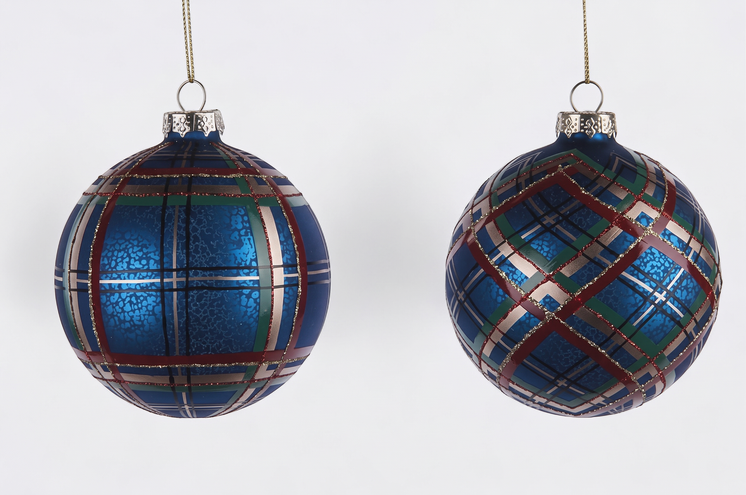 2 ASST 100MM GLASS BALL ORNAMENTS