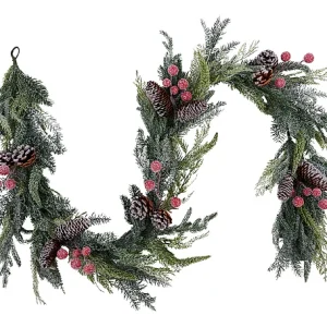 6'L SNOWED MIXED PINE/BERRY GARLAND