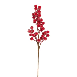25" Sugared Bright Red Berry Spray
