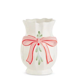 8.75" Bow and Mistletoe Vase