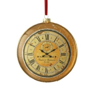 6" GLS DISC ANTIQUE WATCH ORNAMENT
