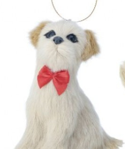 4 inch Faux Fur Christmas Dog Ornament
